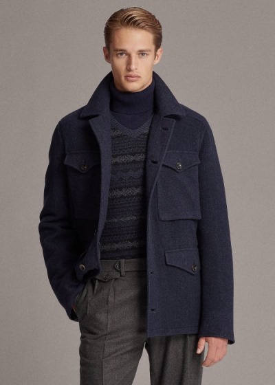 Chaquetas Ralph Lauren Hombre Azul Marino / Grises - Mapleton Merino Wool - WMAIJ0123